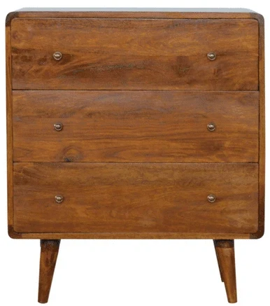 Artisan Furniture Lenkta mango medienos komoda, kaštono atspalvio