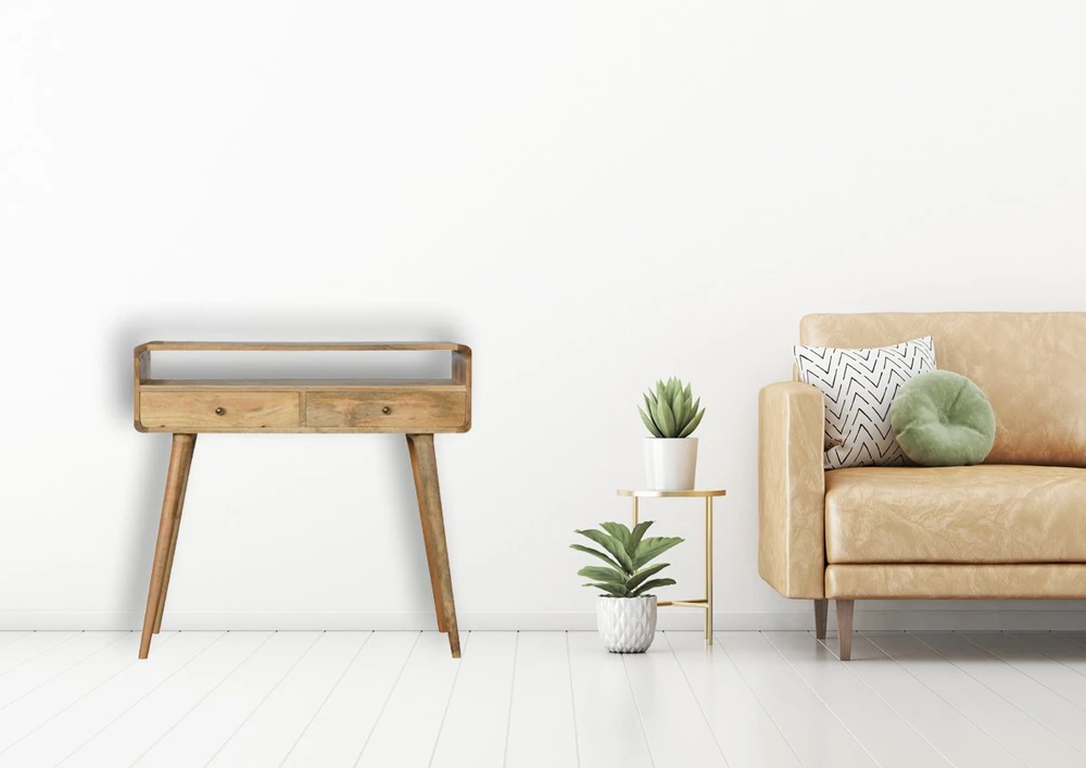 Artisan Furniture Lenktas Ąžuolo konsolinis staliukas
