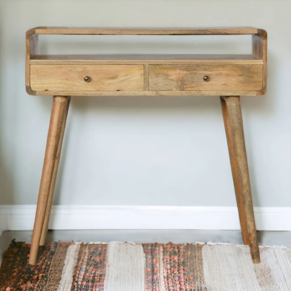 Artisan Furniture Lenktas Ąžuolo konsolinis staliukas