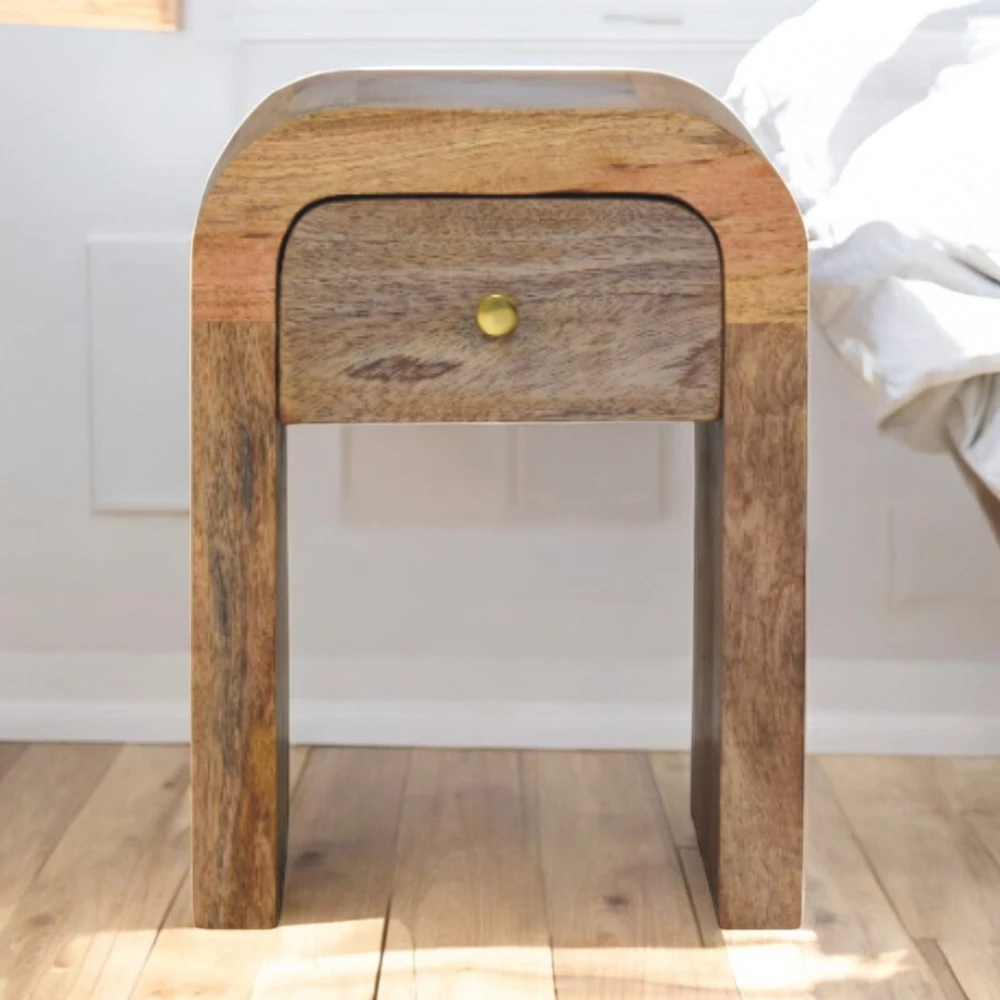 Artisan Furniture Lenktas Ąžuolo Mini naktinis staliukas