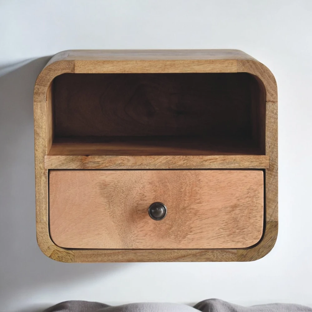 Artisan Furniture Lenktas Ąžuolo mini naktinis staliukas, 30 cm