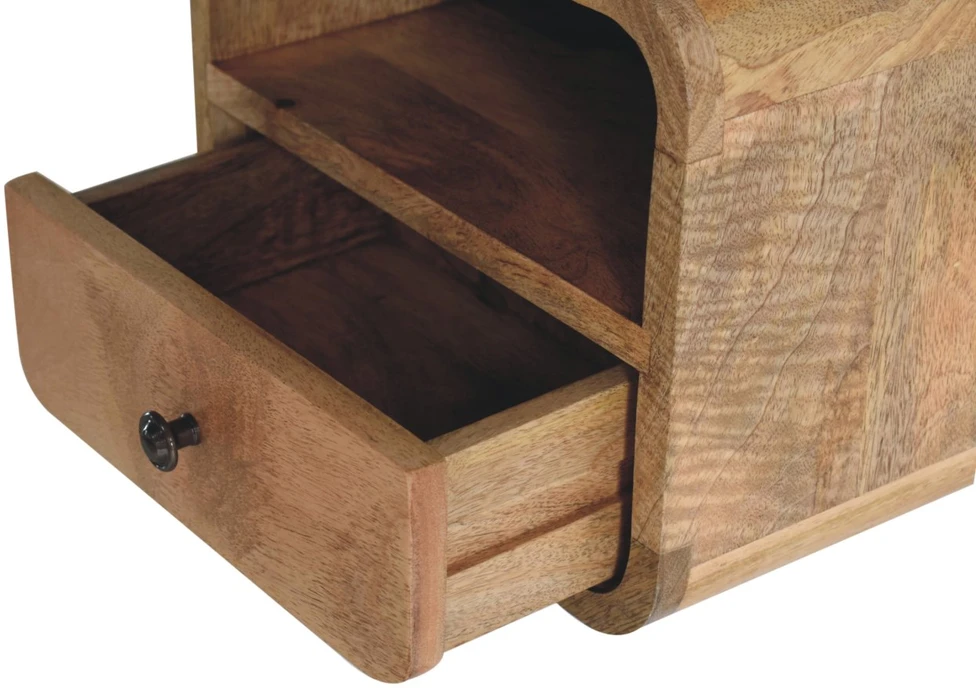 Artisan Furniture Lenktas Ąžuolo mini naktinis staliukas, 30 cm