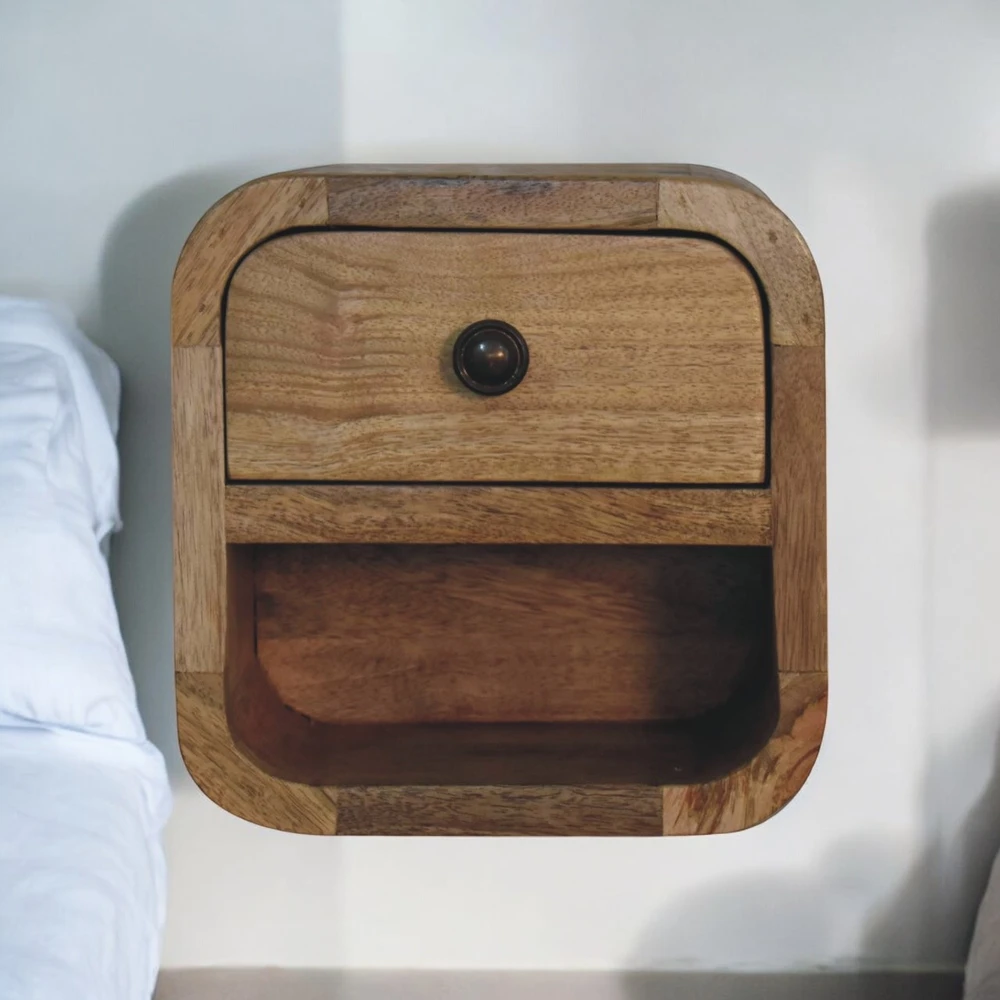 Artisan Furniture Lenktas Ąžuolo mini naktinis staliukas, 20 cm