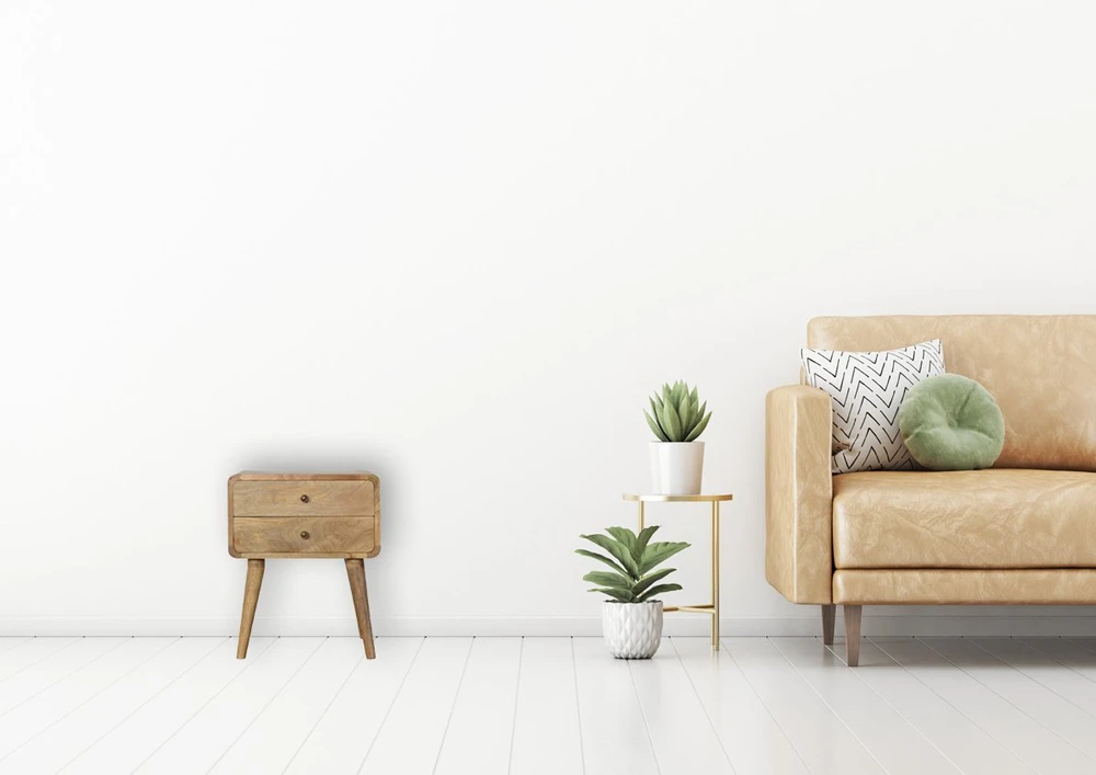 Artisan Furniture Lenktas Ąžuolo naktinis staliukas