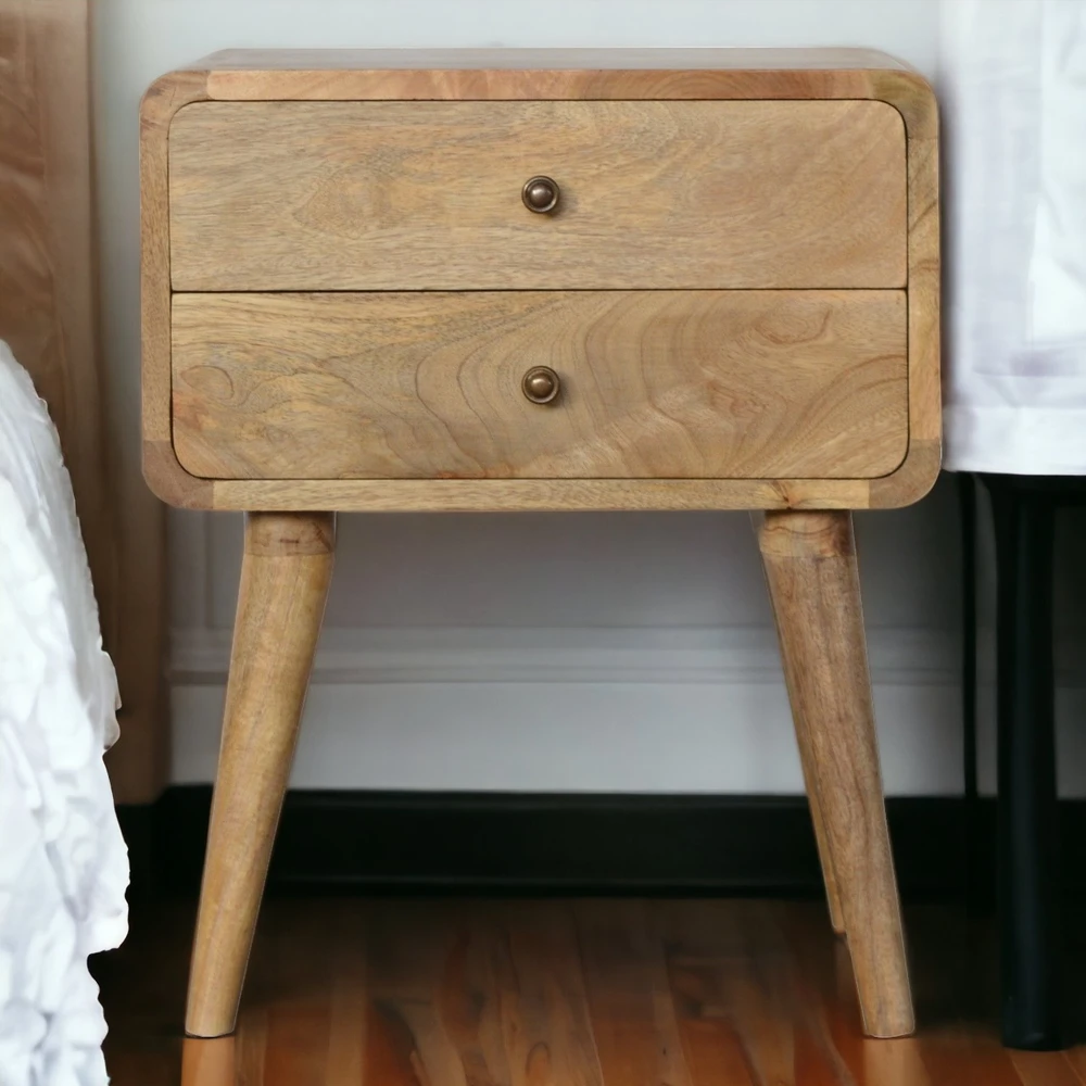 Artisan Furniture Lenktas Ąžuolo naktinis staliukas