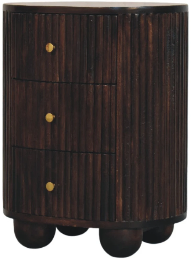 Artisan Furniture Lenktas naktinis staliukas su 3 stalčiais