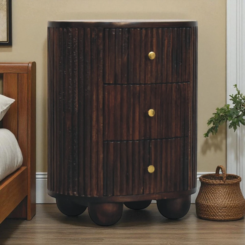 Artisan Furniture Lenktas naktinis staliukas su 3 stalčiais