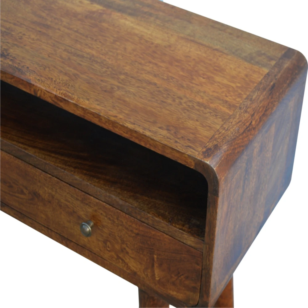 Artisan Furniture Lenktas, riešutmedžio atspalvio konsolinis staliukas, 90 cm