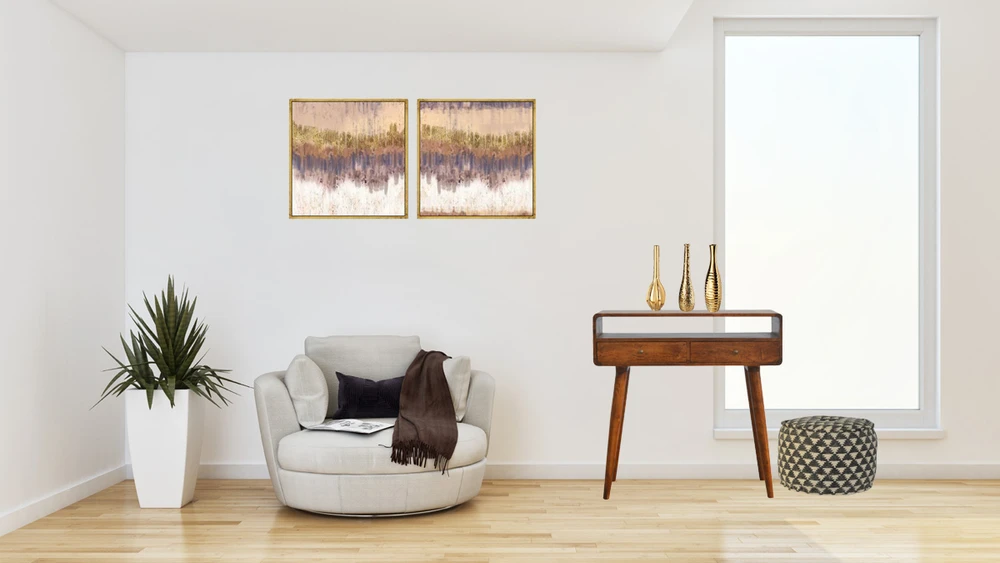 Artisan Furniture Lenktas, riešutmedžio atspalvio konsolinis staliukas, 90 cm