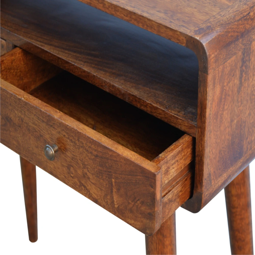Artisan Furniture Lenktas, riešutmedžio atspalvio konsolinis staliukas, 90 cm