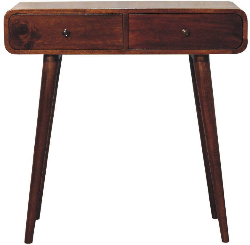 Artisan Furniture Lenktas, riešutmedžio atspalvio konsolinis staliukas, 80 cm