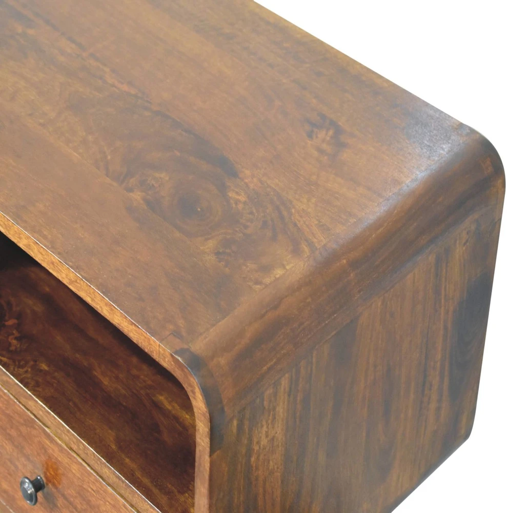 Artisan Furniture Lenktas, riešutmedžio atspalvio konsolinis staliukas, 130 cm