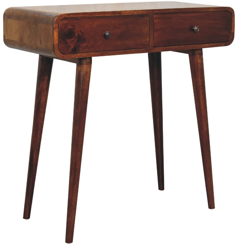 Artisan Furniture Lenktas, riešutmedžio atspalvio konsolinis staliukas, 80 cm