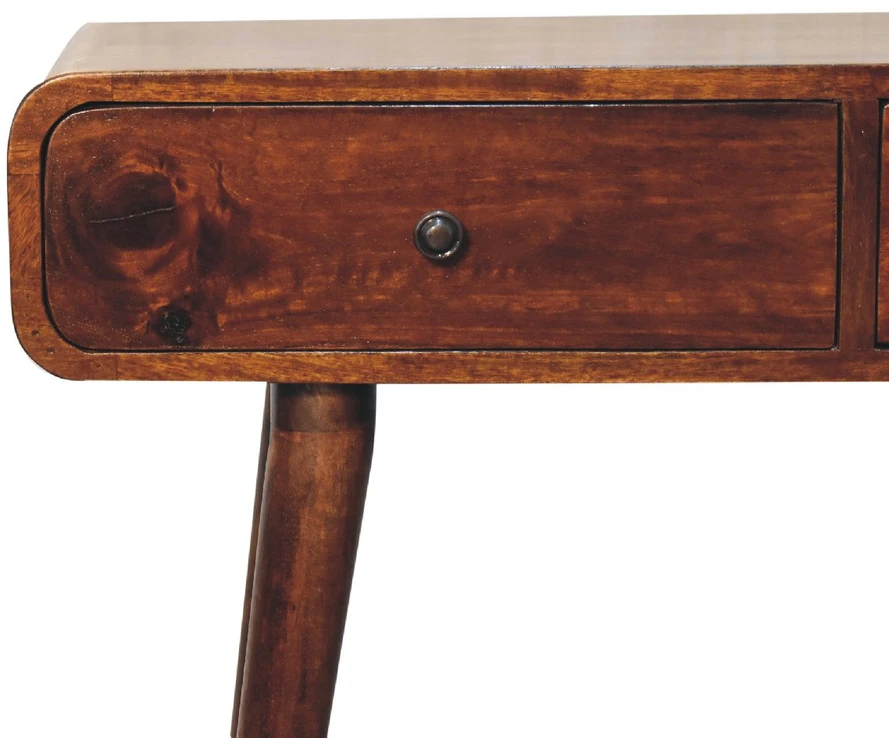 Artisan Furniture Lenktas, riešutmedžio atspalvio konsolinis staliukas, 80 cm