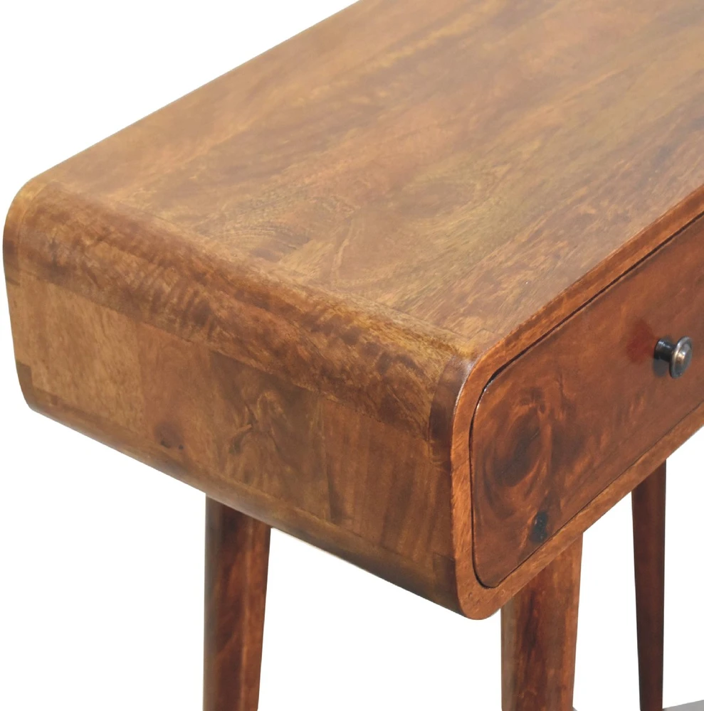 Artisan Furniture Lenktas, riešutmedžio atspalvio konsolinis staliukas, 80 cm