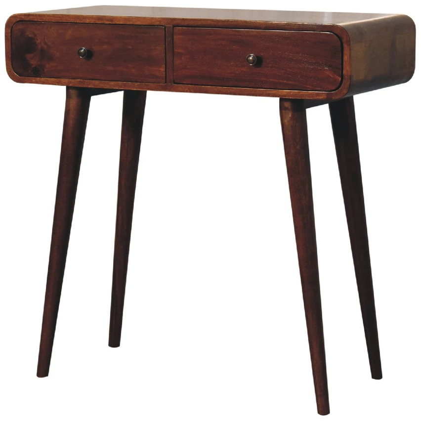 Artisan Furniture Lenktas, riešutmedžio atspalvio konsolinis staliukas, 80 cm