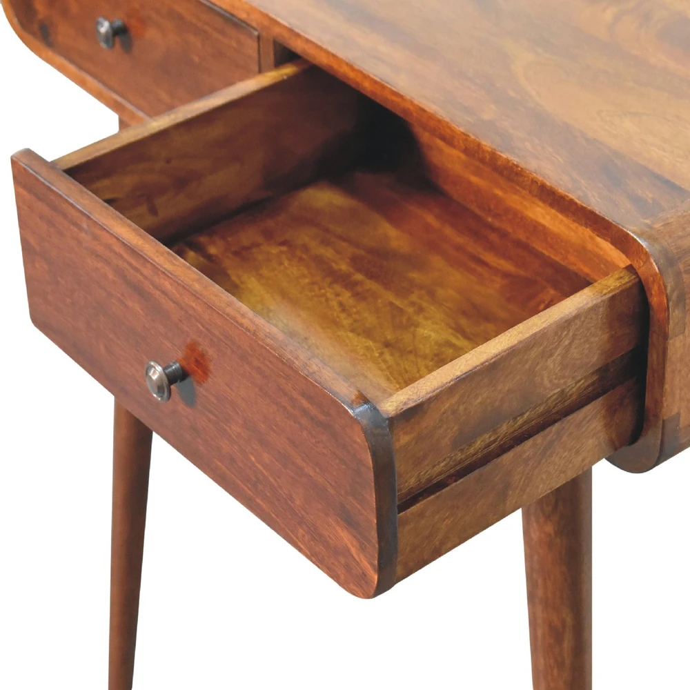 Artisan Furniture Lenktas, riešutmedžio atspalvio konsolinis staliukas, 80 cm