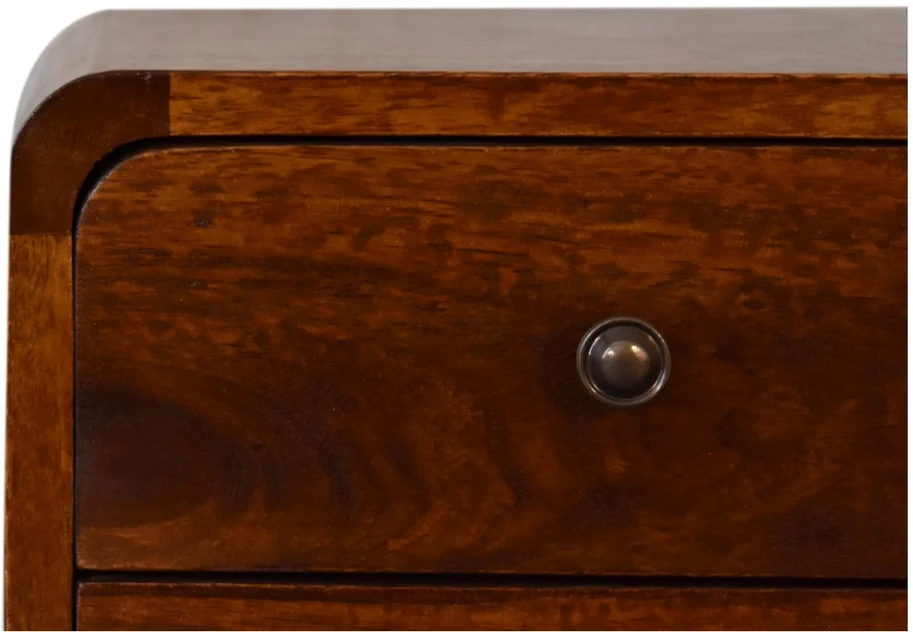 Artisan Furniture Lenktas, riešutmedžio atspalvio mini naktinis staliukas, 30 cm