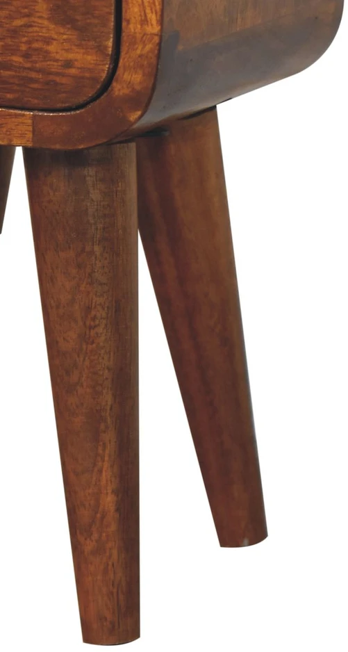 Artisan Furniture Lenktas, riešutmedžio atspalvio mini naktinis staliukas, 20 cm