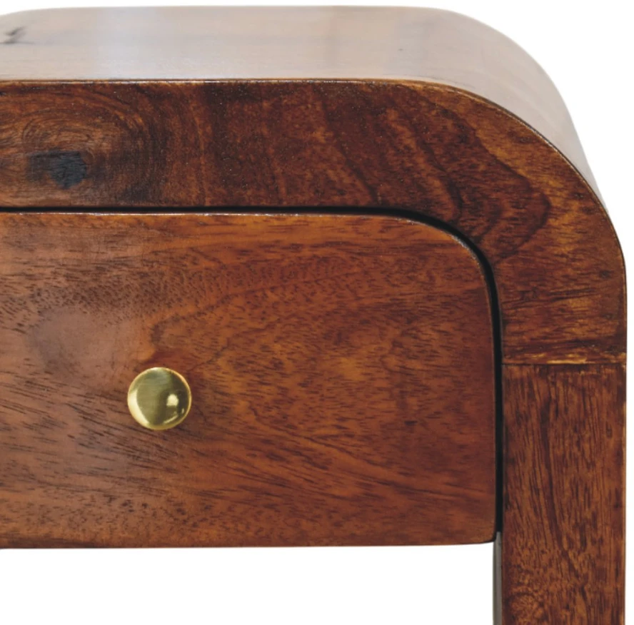 Artisan Furniture Lenktas, riešutmedžio atspalvio mini naktinis staliukas, 30 cm