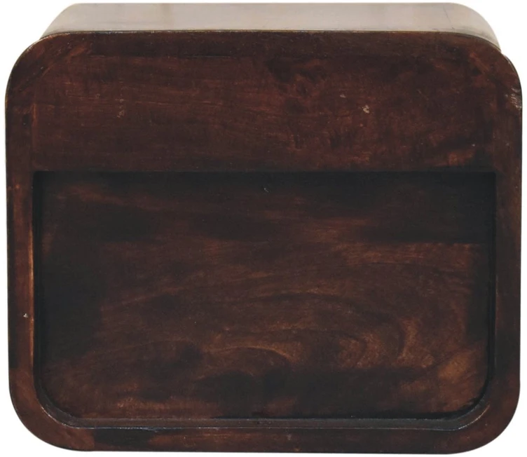 Artisan Furniture Lenktas, riešutmedžio atspalvio mini naktinis staliukas, 30 cm