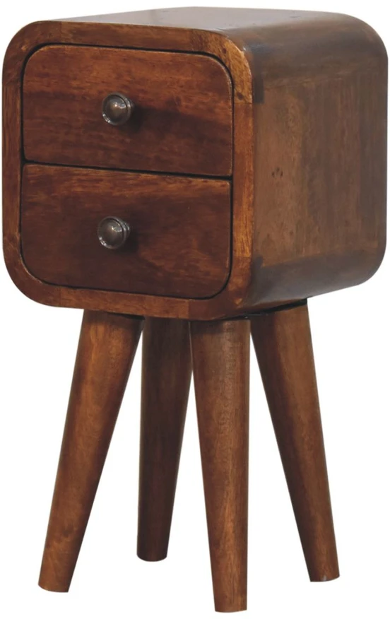 Artisan Furniture Lenktas, riešutmedžio atspalvio mini naktinis staliukas, 20 cm