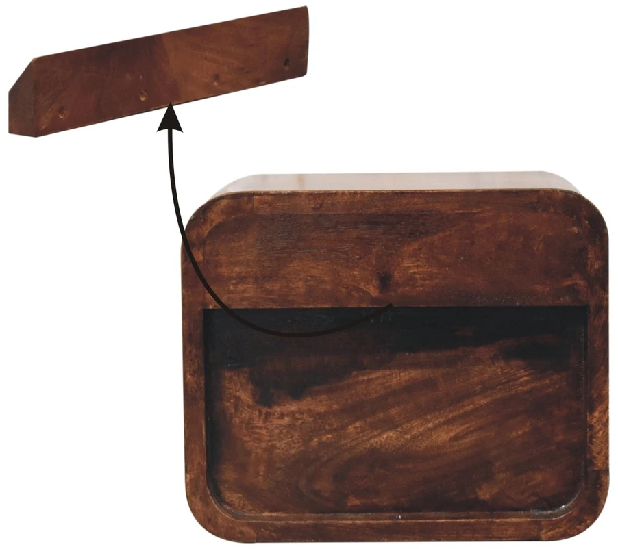 Artisan Furniture Lenktas, riešutmedžio atspalvio mini naktinis staliukas, 30 cm