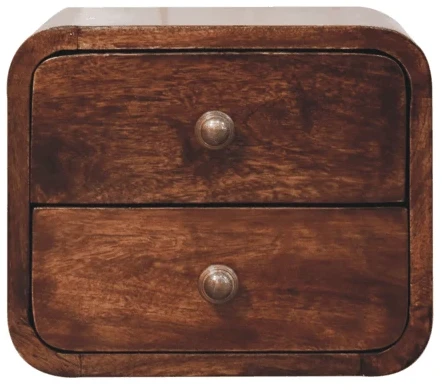 Artisan Furniture Lenktas, riešutmedžio atspalvio mini naktinis staliukas, 30 cm
