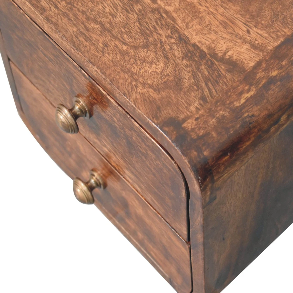 Artisan Furniture Lenktas, riešutmedžio atspalvio mini naktinis staliukas, 30 cm
