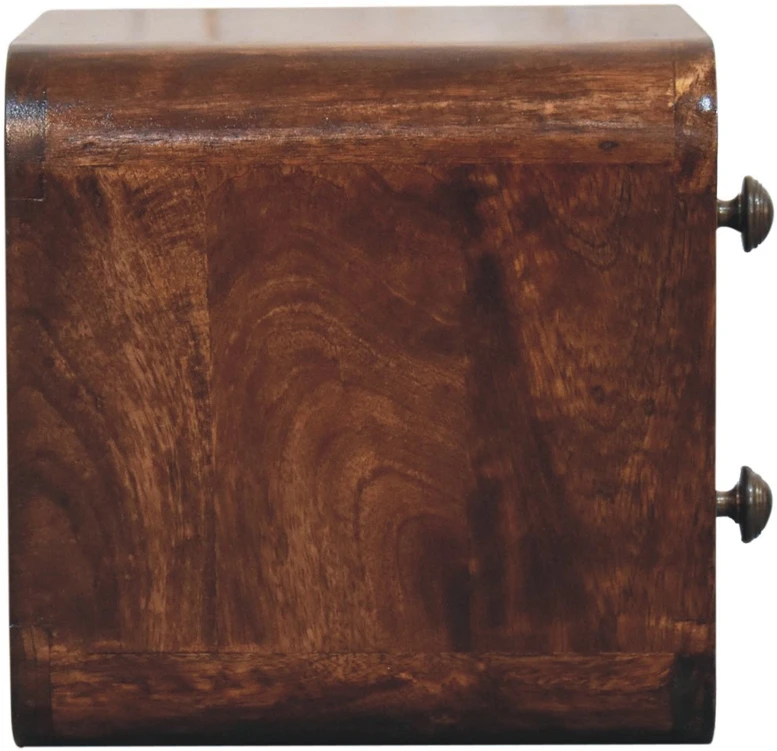 Artisan Furniture Lenktas, riešutmedžio atspalvio mini naktinis staliukas, 30 cm