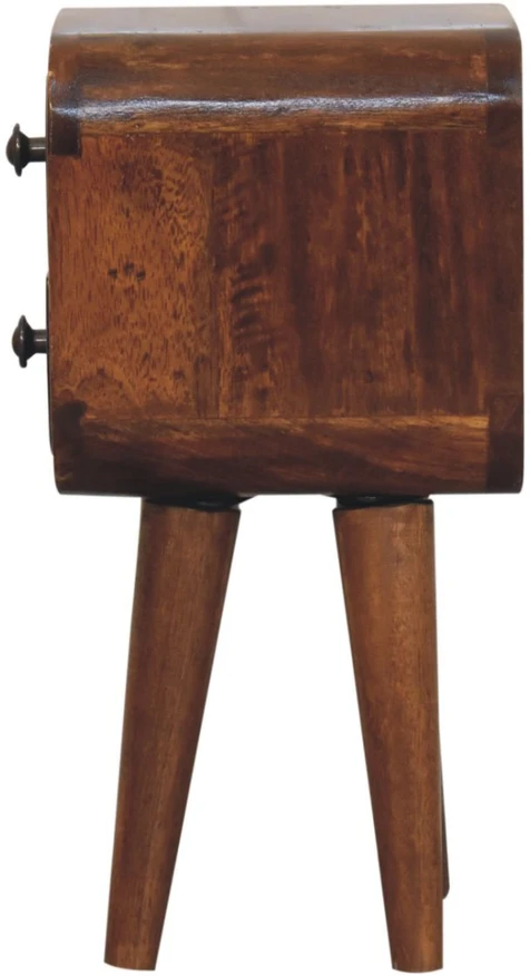 Artisan Furniture Lenktas, riešutmedžio atspalvio mini naktinis staliukas, 20 cm
