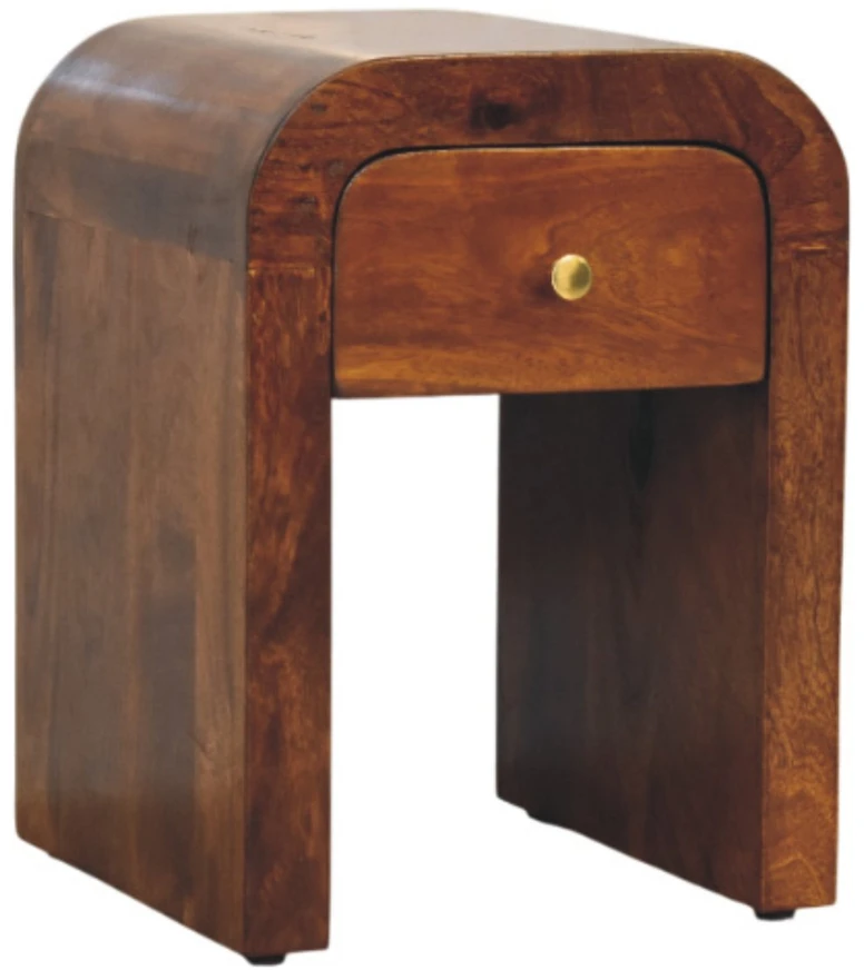 Artisan Furniture Lenktas, riešutmedžio atspalvio mini naktinis staliukas, 30 cm
