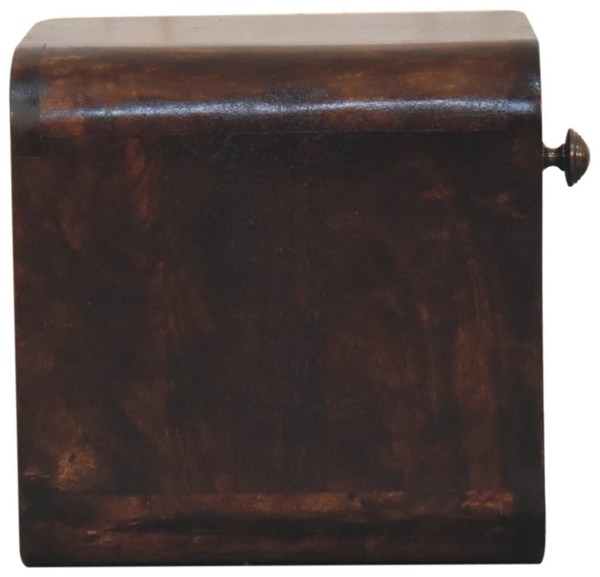 Artisan Furniture Lenktas, riešutmedžio atspalvio mini naktinis staliukas, 30 cm