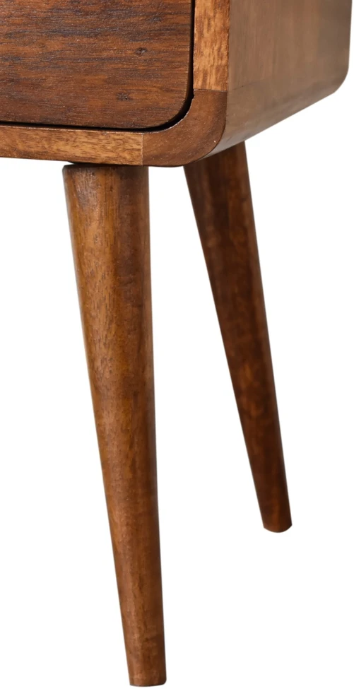 Artisan Furniture Lenktas, riešutmedžio atspalvio mini naktinis staliukas, 30 cm