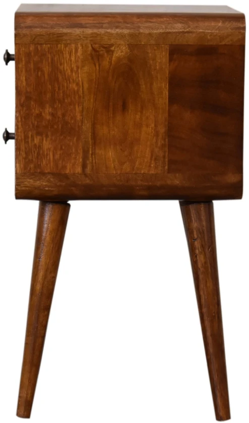 Artisan Furniture Lenktas, riešutmedžio atspalvio mini naktinis staliukas, 30 cm