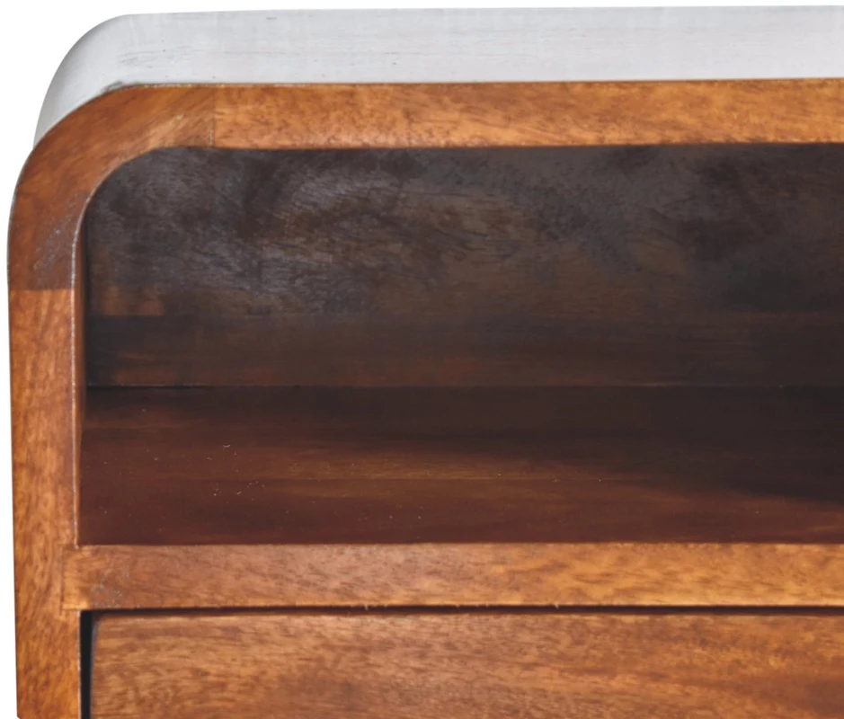 Artisan Furniture Lenktas, riešutmedžio atspalvio mini naktinis staliukas, 30 cm