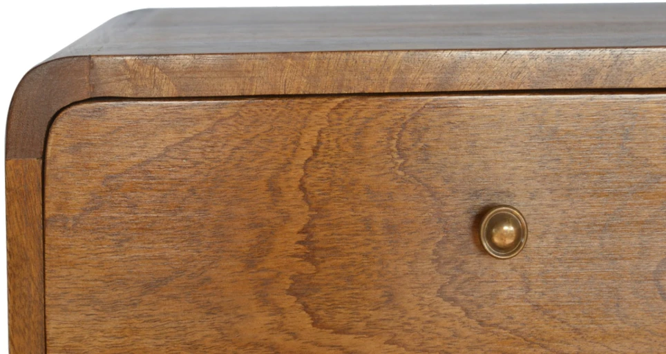 Artisan Furniture Lenktas, riešutmedžio atspalvio naktinis staliukas