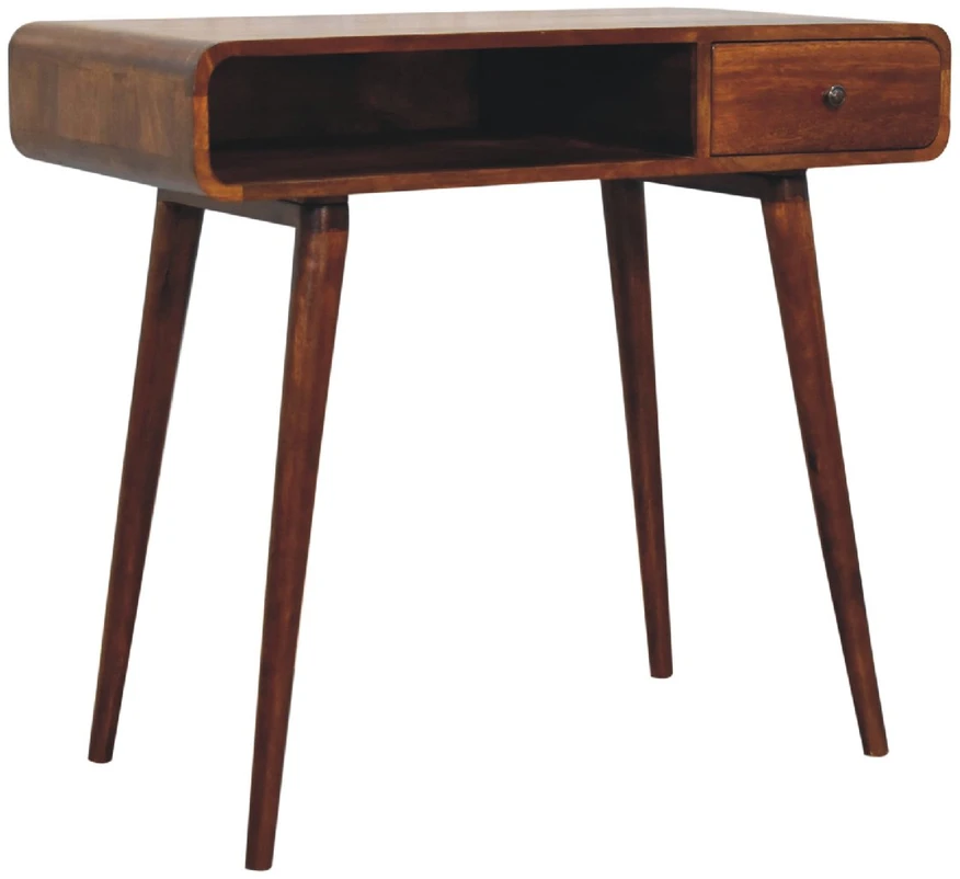 Artisan Furniture Lenktas, riešutmedžio atspalvio rašomasis stalas