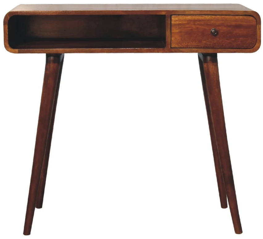 Artisan Furniture Lenktas, riešutmedžio atspalvio rašomasis stalas