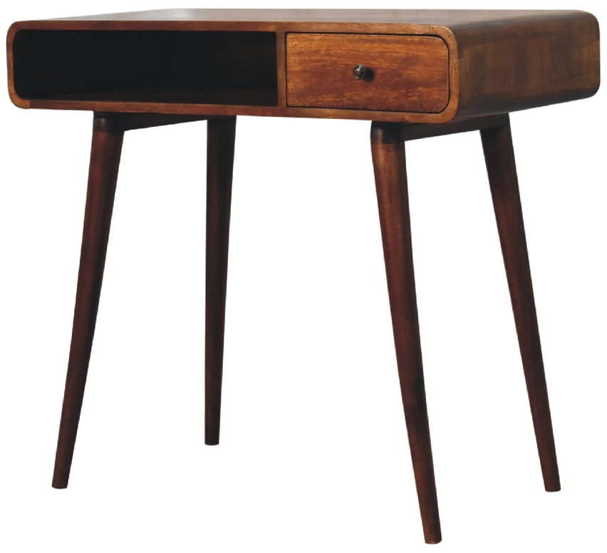 Artisan Furniture Lenktas, riešutmedžio atspalvio rašomasis stalas