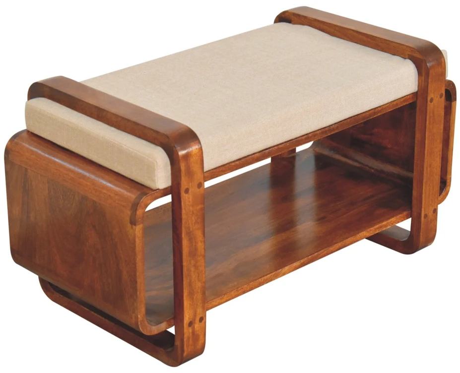 Artisan Furniture Loop mango medienos suoliukas, kaštono atspalvio