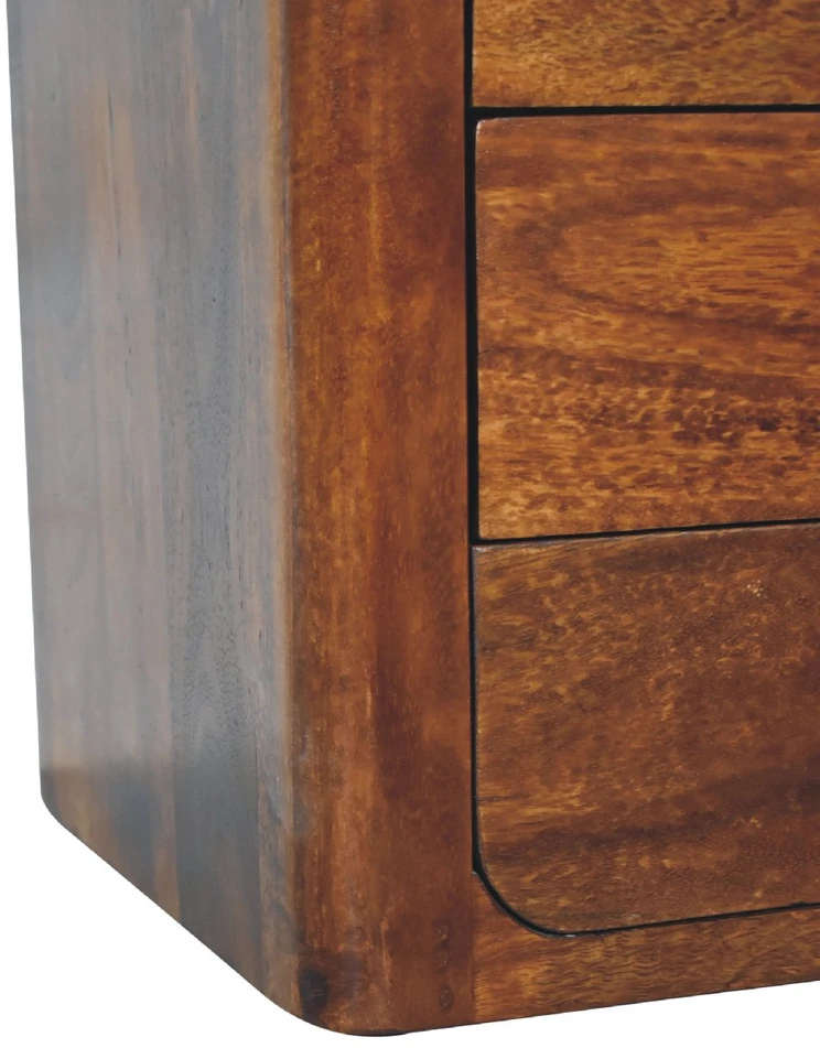 Artisan Furniture Luca mango medienos naktinis staliukas su 3 stalčiais