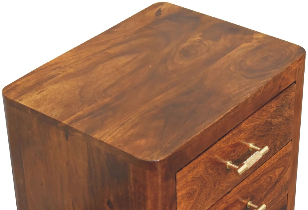 Artisan Furniture Luca mango medienos naktinis staliukas su 3 stalčiais