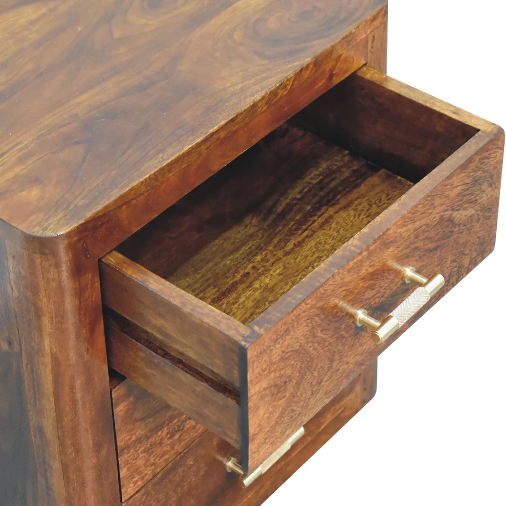 Artisan Furniture Luca mango medienos naktinis staliukas su 3 stalčiais
