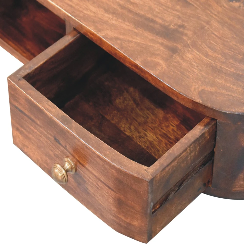 Artisan Furniture Lunar sieninis mango medienos konsolinis staliukas su 2 stalčiais, kaštono atspalvio