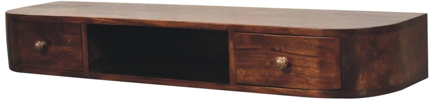 Artisan Furniture Lunar sieninis mango medienos konsolinis staliukas su 2 stalčiais, kaštono atspalvio