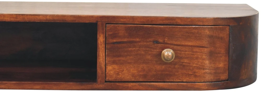 Artisan Furniture Lunar sieninis mango medienos konsolinis staliukas su 2 stalčiais, kaštono atspalvio