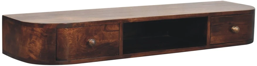 Artisan Furniture Lunar sieninis mango medienos konsolinis staliukas su 2 stalčiais, kaštono atspalvio