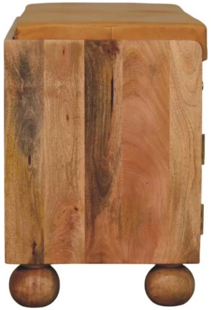 Artisan Furniture Mango medienos batų spintelė su žaliuzinėmis durelėmis ir 2 stalčiais, ąžuolo atspalvio