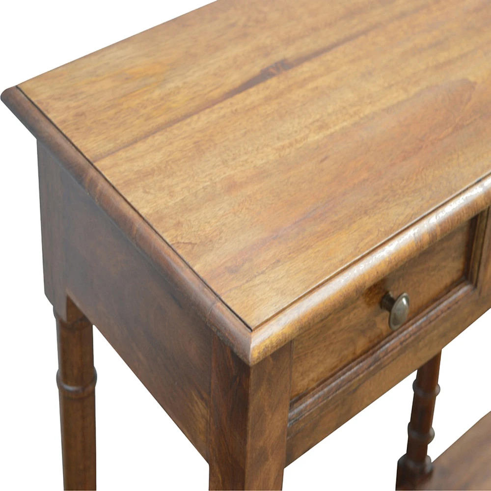 Artisan Furniture Mango medienos konsolinis staliukas prieškambariui su 4 stalčiais, šviesaus riešuto atspalvio